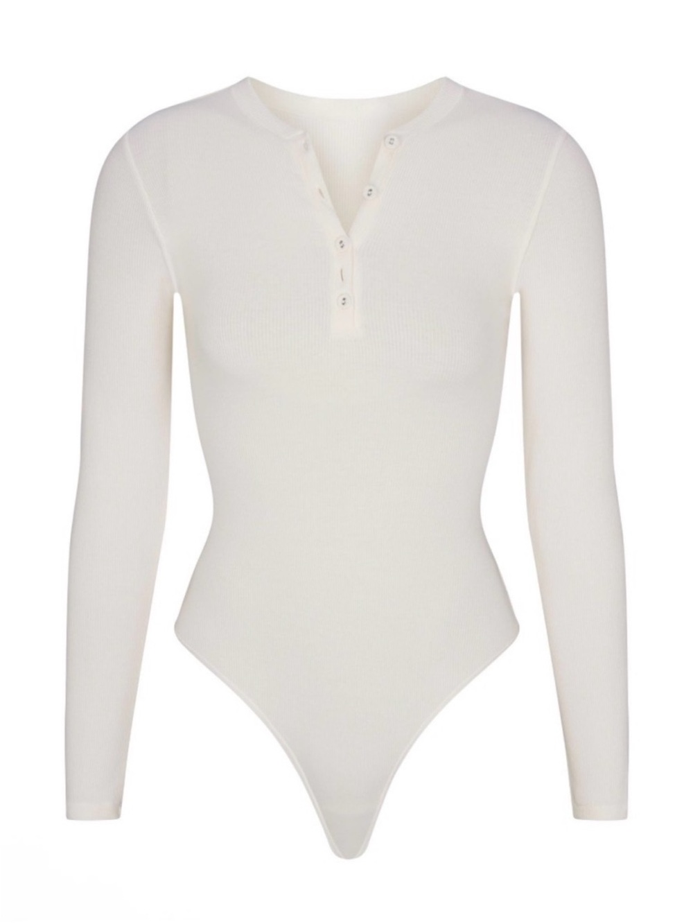 SKIMS NWTCotton Jersey Plunge Henley Bodysuit - Marble. - Picture 4 of 4